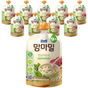 맘마밀 안심 이유식 9개월 부터, 100g, 10개, 시금치와 연근소고기