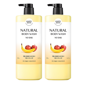 해피바스 내추럴 정말 촉촉한 바디워시, 900g, 2개