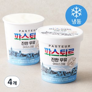 파스퇴르 진한 우유 아이스크림 (냉동), 474ml, 4개