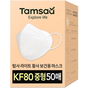 탐사 KF80 마스크 새부리형 2단접이 50p (5매입 지퍼백 10개), 5매, 10개, 화이트