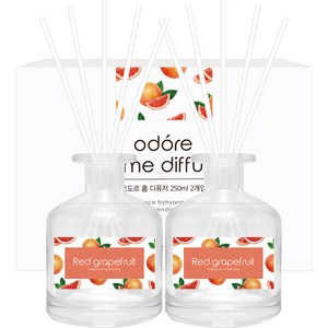 오도르 홈 디퓨저 250ml 2p + 섬유스틱 10p, 레드자몽, 500ml, 1세트