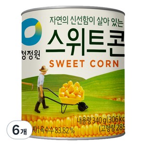 청정원 스위트콘 통조림, 340g, 6개