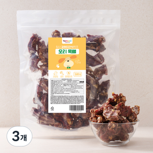 탐사 반려견 수제간식 오리 목뼈 대용량 500g, 3개