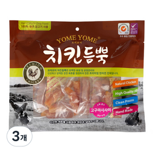 요미요미 강아지간식 치킨듬뿍 400g, 고구마사사미, 3개