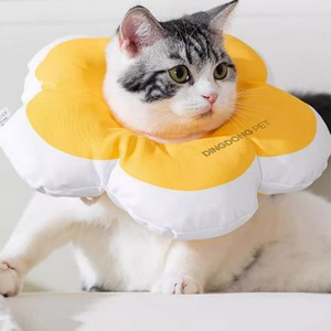딩동펫 반려동물 데이지 꽃잎 넥카라, 옐로우, 1개