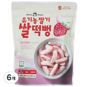 맛있는풍경 유기농 딸기 쌀떡뻥, 딸기맛, 25g, 6개