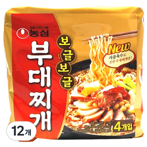 농심 보글보글 부대찌개면 127g, 12개