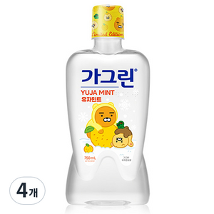 가그린 구강세정제 유자민트향, 4개, 750ml