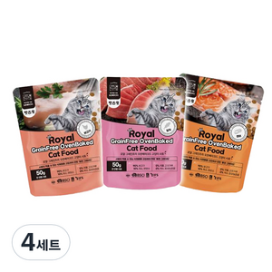 펫스윗 전연령 로얄 글인프리 오븐베이크드 고양이 건식사료, 닭+참치+연어, 150g, 4세트