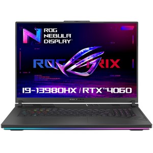 에이수스 ROG 스트릭스 18 코어i9 인텔 13세대 지포스 RTX 4060, Eclipse Gay, 512GB, 16GB, Fee DOS, G814JV-N6024