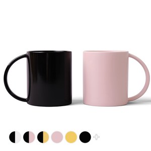 보울보울 국산 볼볼홈파티 빅머그 600ml, 코코아블랙 + 파우더핑크, 2개