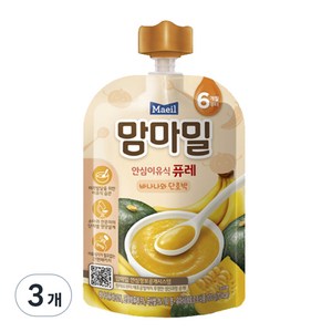 맘마밀 안심 이유식 퓨레 6개월부터, 바나나와 단호박, 100g, 3개