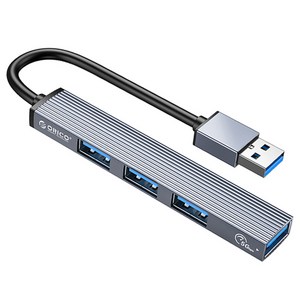 오리코 A타입 4포트 알루미늄 USB3.0 앤 USB2.0 USB 허브 AH-A13, 그레이, 1개