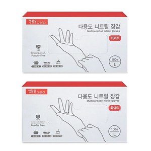 생활을그리다 다용도 니트릴장갑, 화이트, 대(L), 2개