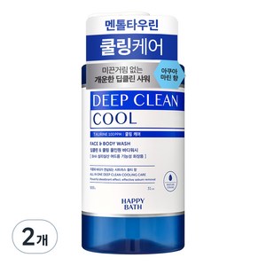 해피바스 딥클린 멘톨 쿨링 케어 올인원 바디워시 시트러스 쏠티향, 900g, 2개