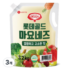 델가 롯데푸드 골드 마요네즈 스파우트 파우치, 3.2kg, 3개