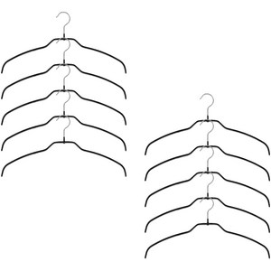 마와 논슬립 옷걸이 실루엣라이트 42FT 넥 얇은 셔츠 블라우스용, 10개, 블랙