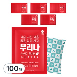 부리나 국내생산 포켓형 핫팩 90g, 100개