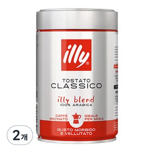 일리 클라시코 로스트 모카 그라운드 분쇄 커피, 모카포트, 250g, 2개