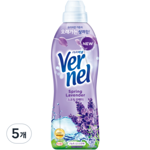 버넬 섬유유연제 스프링라벤더 본품, 900ml, 5개