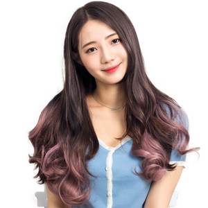 준 투컬러 웨이브 1피스 붙임머리 50cm 190g, 다크 + 애쉬핑크, 1개