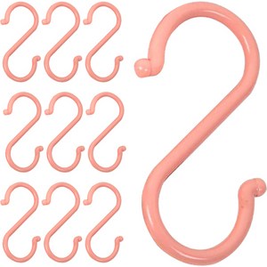 리빙홈디테일 플라스틱 심플 S자 걸이 대자, 핑크, 10개