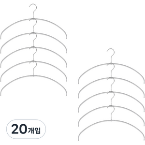 마와 논슬립 이코노믹라이트 상의 옷걸이, 실버, 20개