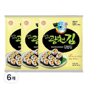 광천김 바삭바삭 광천김 두번 구운 김밥김, 20g, 6개