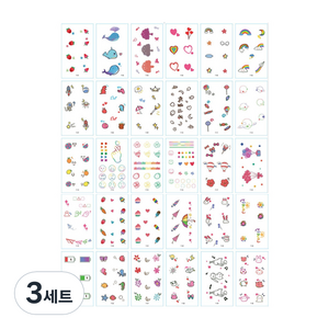 시나몬걸 컬러 타투 스티커 30종, L-미니, 3세트