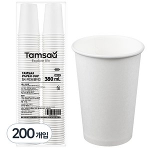 탐사 고평량 종이컵 무인쇄 380ml, 1개