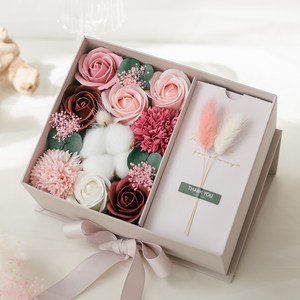 라솔트 비누꽃 목화 앤 플라워 용돈박스 + 쇼핑백, 버건디그레이, 1개
