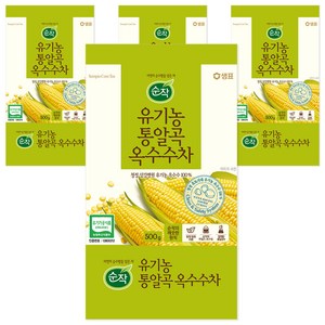 순작 유기농 통알곡 옥수수차, 500g, 4개