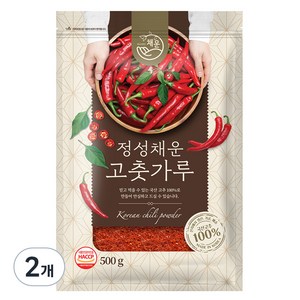 정성채운 국산 고춧가루 보통굵기 보통매운맛, 500g, 2개