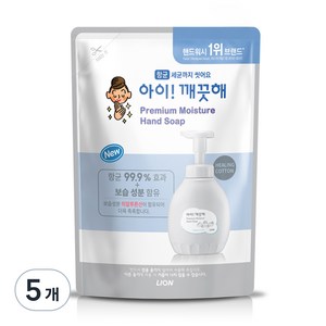 아이깨끗해 프리미엄 모이스처 폼 핸드솝 힐링코튼 리필, 400ml, 5개