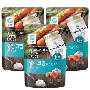 청정원 싱글 파우치 명란 크림 소스, 150g, 3개