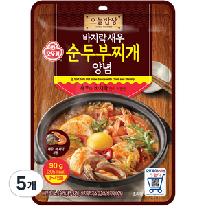 오뚜기 오늘밥상 바지락새우 순두부찌개 양념, 90g, 5개