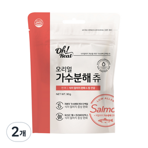 옵티펫 반려동물 오리얼 가수분해 츄 간식, 연어, 90g, 2개