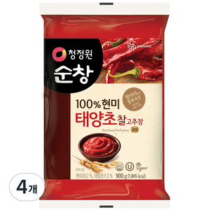 청정원순창 태양초 현미 찰고추장, 900g, 4개