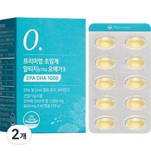 뉴트리모어 프리미엄 초임계 알티지 오메가3 EPA DHA 1000 39g, 60정, 2개