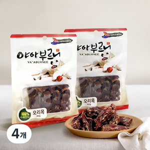 야아부르니 국내산 강아지 수제간식, 오리 목, 80g, 4개