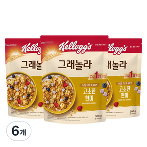 켈로그 현미 그래놀라 시리얼, 500g, 6개