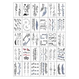 문신 헤나 레터링 타투 스티커 감성 30종 세트, 혼합색상, 1개