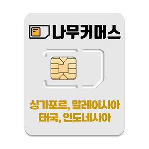 나무커머스 싱가포르 말레이시아 태국 인도네시아 유심, 6일, 매일 1GB 소진시 저속 무제한, 1개