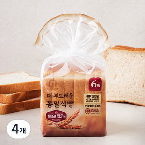 델리팜 더 부드러운 통밀식빵 6입, 380g, 4개