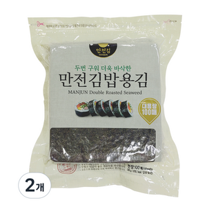 만전김 두번 구워 더욱 바삭한 김밥용김 100매, 230g, 2개