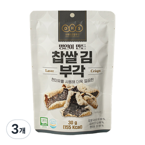 오희숙전통부각 찹쌀 김 부각, 30g, 3개