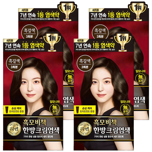 리엔 흑모비책 새치염색크림 한방염모제, 흑갈색, 4개