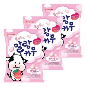 롯데웰푸드 폭신폭신 말랑카우 딸기우유캔디, 158g, 3개