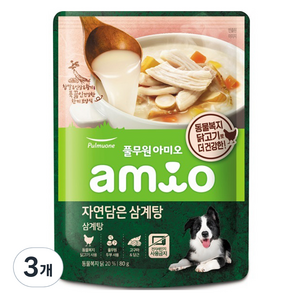 풀무원아미오 강아지 RRP 자연담은 삼계탕, 닭, 80g, 3개