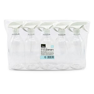 생활미소 스프레이용기 500ml, 투명, 5개